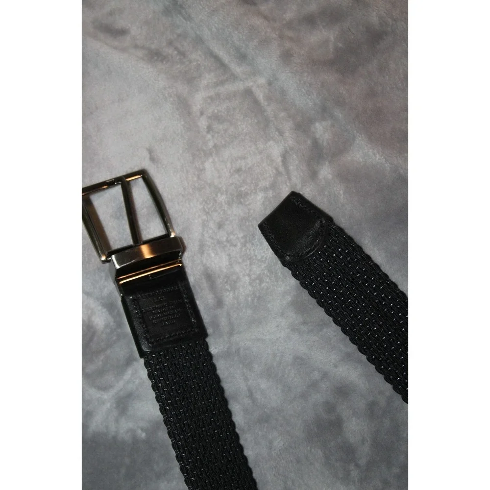 TOMMY BAHAMA XL Reversible Brown Black Braided Stretch w/Leather Trim Belt Men's